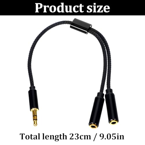 2 Pack 3.5mm TRRS Splitter for 2 Headphones Aux Splitter1 in 2 Out Dual Female Headset Adapter Audio Jack Splitters for Audio Mic Headset Split Y Cord Two Way for Phone Tablet Laptop