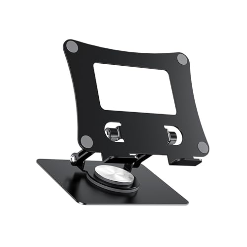 Adjustable Laptop Stand with 360 Degree Rotatable Base Foldable Laptop Holder for Desk Ergonomic Computer Notebook - color: Black