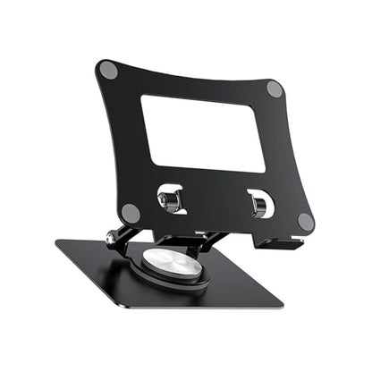 Adjustable Laptop Stand with 360 Degree Rotatable Base Foldable Laptop Holder for Desk Ergonomic Computer Notebook - color: Black