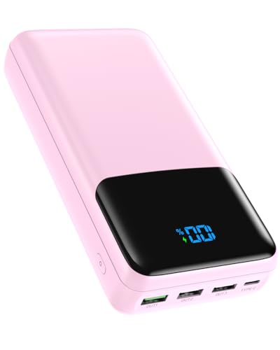 Portable Charger 50000mAh Power Bank, High Capacity External Battery Pack for Camping, USB-C PD 30W Fast Charging Portable Phone Charger for iPhone 17/16/15/14/13/12/11 Samsung Android (Pink) - color: Pink-02