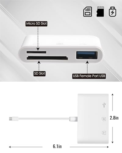 USBC Memory Card Reader 3-in-1 Plug & Play- Gardiva USB C SD Card Adapter Supports SD/TF/USB Flash Drives, Compatible with iPhone 15/16 Series, iPad, MacBook, Android Devices