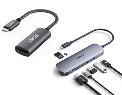 Anker USB C Hub, 7-in-1 Multi-Port Adapter for Laptops&Anker USB C to HDMI Adapter (4K@60Hz)