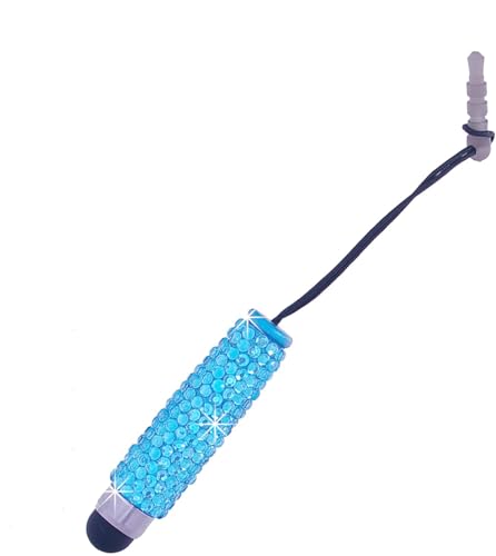 Eco-Fused Universal Bling Stylus Pens - 2 Gem Covered Stylus Pens Compatible with All Capacitive Touchscreen Devices/Microfiber Cleaning Cloth (Light Blue (Long + Short)) - color: Light Blue (Long + short)