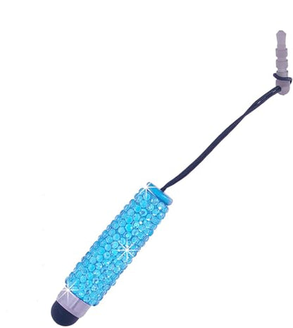 Eco-Fused Universal Bling Stylus Pens - 2 Gem Covered Stylus Pens Compatible with All Capacitive Touchscreen Devices/Microfiber Cleaning Cloth (Light Blue (Long + Short)) - color: Light Blue (Long + short)