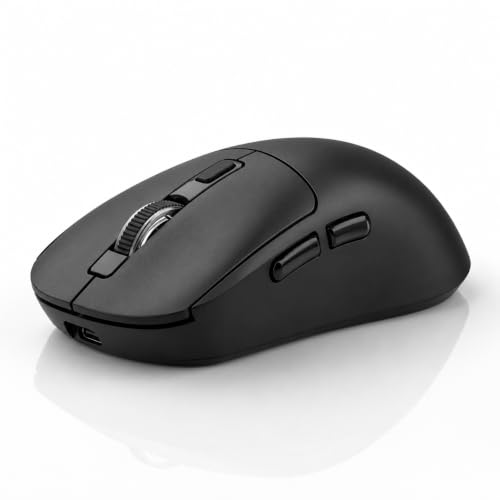 Gizdot-M1 Bluetooth Wireless Mouse for MacBook/Laptop/Mac - Black | 4-Mode Connections Multi-Device, 3-level DPI, Mouse Jiggler, Silent Click, Ergonomic, Side Buttons, Type-C Rechargeable - color: Black