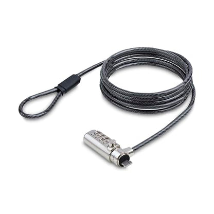 StarTech Slim Lock, 5ft (1.5m) Locking Cable, TAA, Nano Slot Compatible | Desk Anti-Theft Security For Laptop/Notebook Computer, SNANOC4D-LAPTOP-LOCK - size: Nano, style: Resettable Combination