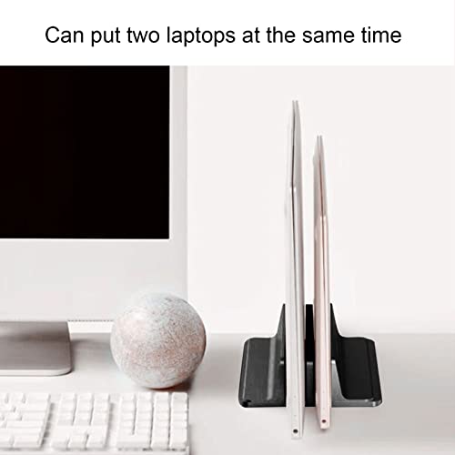 flexman Vertical Laptop Stand Holder, Double Dock Cooling Aluminum Alloy Desktop Stand Holder with Silicone Protective Pad for Computers, Tablets, Books Storage