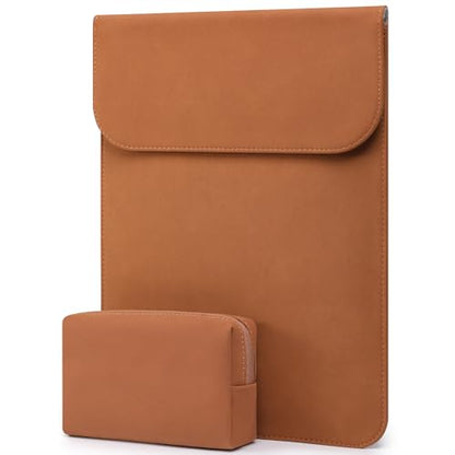 HYZUO 13.3-14 Inch Laptop Sleeve Case for MacBook Pro 14 M5/M4/M3/M2/M1 Pro/Max A3426 A3427 2026-2021, 13.3" MacBook Air/Pro, 13.5-13.8 Surface Laptop, HP Envy 13, Faux Suede Leather, Brown - color: Brown, size: 13.3-14 Inch