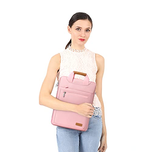 MOSISO Vertical Laptop Shoulder Bag, 15-16 inch Computer Bags Compatible with MacBook Air 15 inch/Pro 16 inch, HP Dell Asus Acer Lenovo Notebook, Laptop Bag with Trolley Sleeve&Zipper Pockets, Pink