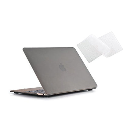 RUBAN Case Compatible with MacBook 12 Inch A1534 - Slim Snap On Hard Shell Protective Cover and Keyboard Cover, Grey - color: Grey