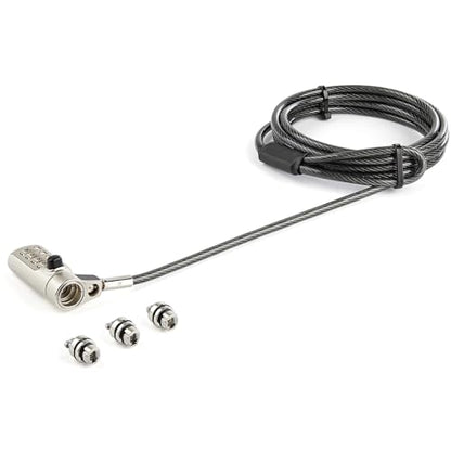 StarTech 6.6ft (2m) 3-in-1 Universal Laptop Cable Lock, TAA, Nano Wedge | 4-Digit Combination Laptop/Desktop Security Cable Lock Compatible with K-Slot, Anti-Theft Steel Cable, Computer