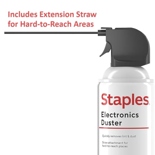 Staples Compressed Air Duster – 10 oz. Can for Electronics, Keyboards & Office Devices | Blasts away dust and debris from laptops, vents, and hard-to-reach office equipment.