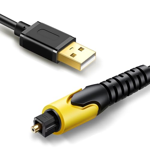 USB to Optical Audio Adapter, One Way Audio Converter Audio Signal from USB to SPDIF ONLY Compatible with Windows Mac Laptop PC, Not for TV, Not Support 5.1 Channel - color: Yellow