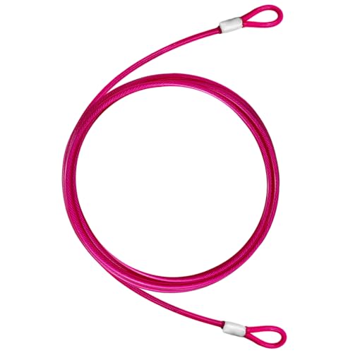 NAZOU 10FT （3/16 Inch） Steel Security Cable with Loops - Flexible Wire Rope Versatile & Weatherproof Safety Cable for Luggage, Bike Lock & Outdoor Gear -（1 Pack） - color: Pink, size: 10FT-(1Pack)