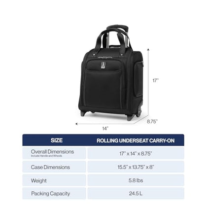 Travelpro Crew Classic Lightweight Softside Luggage, Rolling Underseat Carry on Bag, 14" Laptop or Tablet Sleeve, Men and Women, 17-Inch, Black - color: Black