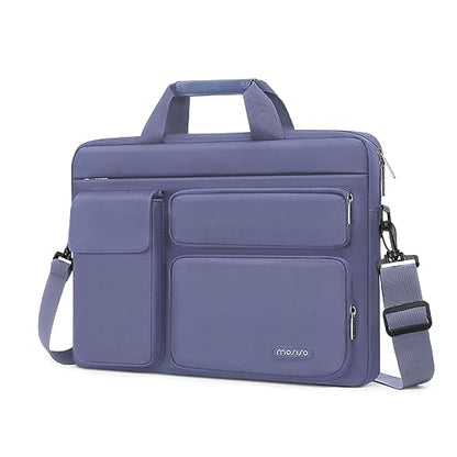 MOSISO Laptop Shoulder Bag 16 inch, 15-15.6 inch Computer Bag | Compatible with MacBook Pro 16 inch, HP, Dell, Lenovo with 2 Raised&1 Flapover&1 Horizontal Pocket&Handle&Belt, Lavender Gray - color: Lavender Gray, size: 16 inch