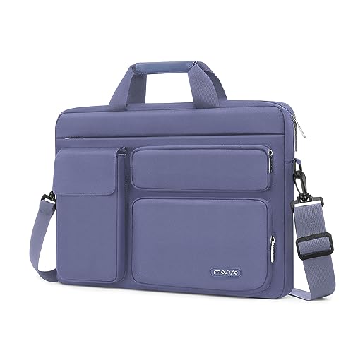 MOSISO Laptop Shoulder Bag 16 inch, 15-15.6 inch Computer Bag | Compatible with MacBook Pro 16 inch, HP, Dell, Lenovo with 2 Raised&1 Flapover&1 Horizontal Pocket&Handle&Belt, Lavender Gray - color: Lavender Gray, size: 16 inch