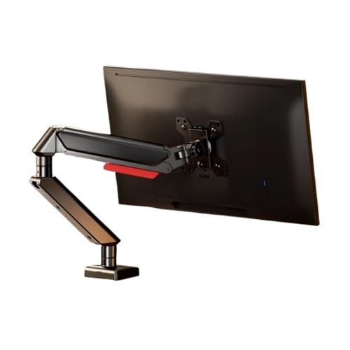 Monitor Stand Single Monitor Mount, Pneumatic Spring Full Aluminum Monitor Arm for Max 32" Screens Holds 4.4-22.0 lbs, Adjustable Single Monitor Desk Mount Monitor Stand Desk arm(Black) - color: Black