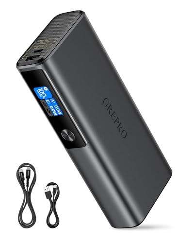 GREPRO 100W Laptop Power Bank, 20000mAh 130W Total Aluminum Alloy USB C Portable Charger, Travel Essential Fast Charging Battery Pack for iPhone 17-12 Series/MacBook/iPad/Tablet/Steam Deck/Galaxy S26