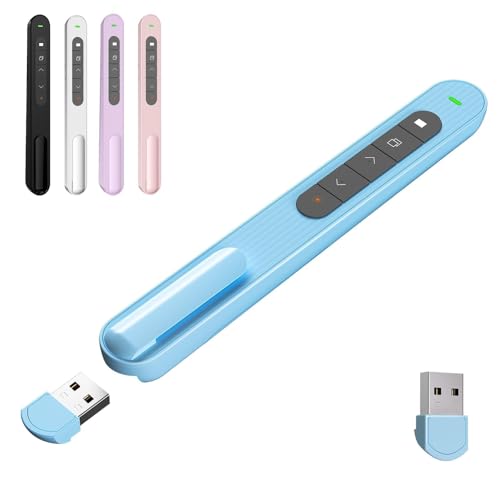 Presentation Clicker for Powerpoint Presentations, Blue, A | Long-Range Wireless Presenter Remote, Magnetic USB Receiver, PowerPoint Clicker Compatible with Windows/Android/macOS/Linux - color: Blue