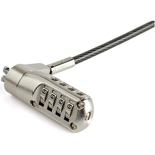 StarTech 6.6ft Laptop Cable Lock, Anti-Theft 4 Digit Combination, TAA | Steel Security Cable Lock, For Nano Slot Computer/Device, LTLOCKNANO - size: Nano, style: Resettable Combination