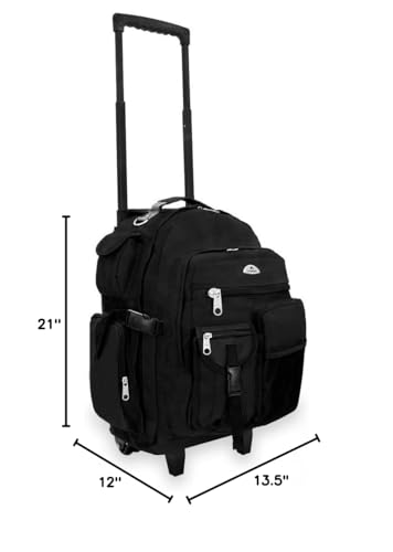Everest Deluxe Wheeled Backpack, Black, One Size - color: Black