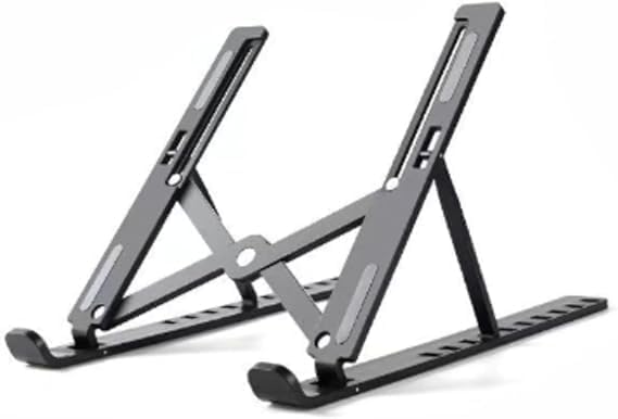 Adjustable Foldable Laptop Stand,Ergonomic Portable Laptop Riser with Multi-Angle Adjustment,Compatible with10-15.6 Inch Laptops(Black)
