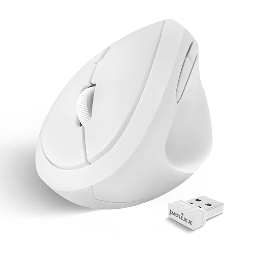 Perixx PERIMICE-719W Wireless Portable Vertical Mouse - Silent Clicks - Right-Handed Design - White - style: Wireless White