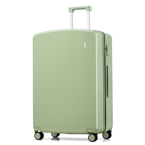 Hanke 28 Inch Large Checked Luggage, Hard Shell with TSA Lock & Wet Pocket | PC Hard Shell, Large Check in Size, Separate Wet Pocket, 8 Spinner Wheels, for long Trip, European travel - color: Bamboo Green, size: 28 Inch