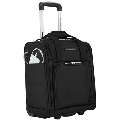 French Connection 16" Underseat Carry-On Luggage with USB/USB-C Ports, Black - color: Black