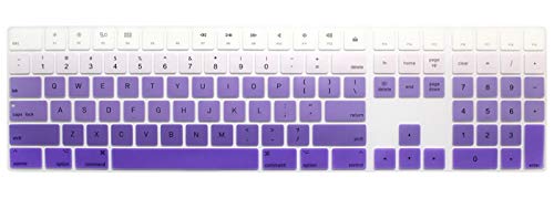 HRH Ombre Purple Silicone Keyboard Cover Keypad Skin for Magic Keyboard with Numeric Keypad A1843 MQ052LL/A Released in 2017 (US Layout) - color: Ombre Purple