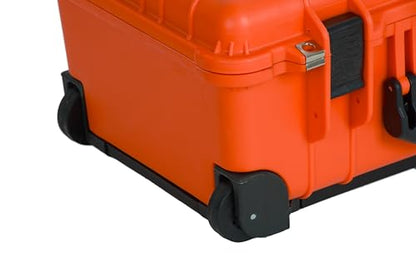 MEIJIA All Weather Rolling Waterproof Protective Case, Hard Camera Case,Dry Case with Retractable Pull Handle and Wheels,Foam Inserted,22 x13.81x9inches (Orange) - color: Orange