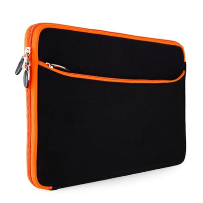 Neoprene 13.3 inch Laptop Sleeves, Slim Computer Bag for 13 in Notebooks, Tablets, Protective Cover for Men and Women - color: Black / Orange