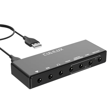 7.1 USB Surround Sound Card- 48KHz-384KHz Sample Rate for Headphones, Full Aluminum Alloy USB A External Sound Card for Laptop PC-Supports Line-in & Stereo Mic in