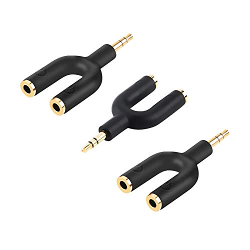 CableCreation 3-Pack Headphone Splitter Adapter, Aux Stereo Y Jack Splitter Adaptor, 3.5mm Male to 2 Port 3.5mm Female Adaptor for Headset, Earphone, iPhone, iPad, Tablets, MP3 Players, Car Stereos - size: 3-Pack, style: Splitter Adapter