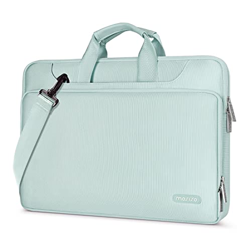 MOSISO 360 Protective Laptop Bag 13.3 inch, 13-14 inch Computer Bag Compatible with MacBook Air 13 inch/Pro 13 inch/Pro 14 inch,HP,Dell,Notebook, Laptop Carrying Case with Strap&Handle, Mint Green - color: Mint Green, size: 13.3 inch
