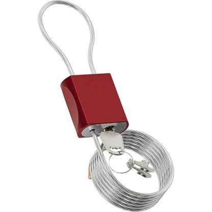 Cable Padlock Free Adjustable Lock 3 Keys, 6.56ft/2m Red | Steel Cable 1/6"(4mm)Diameter, Lock & Secure, Weatherproof for Bikes, Lockers, Gate, Fence, Shed, Outdoor Equipment etc - color: Red-6.56ft(2m)