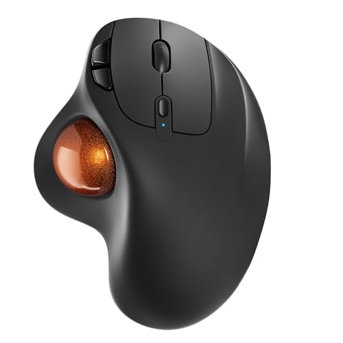 Nulea M501 Wireless Trackball Mouse, Rechargeable Ergonomic, Easy Thumb Control, Precise & Smooth Tracking, 3 Device Connection (Bluetooth or USB Receiver), Compatible for PC, Laptop, Mac (H-DOrange) - color: H-DOrange