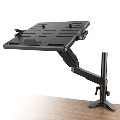 Klearlook 2in1 Laptop Stand - Full Motion Monitor Mount with Adjustable Tray & Extension Arm, VESA Plate 75x75/100x100mm, Clamp & Grommet Mounting