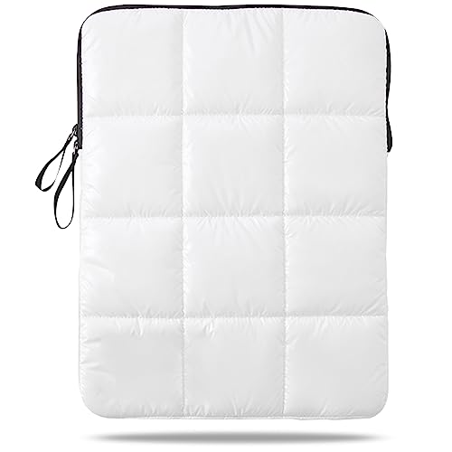 Puffy Laptop Sleeve 15-16 Inch White, Waterproof Carrying Case Bag for Women, Fluffy Computer 15.6 HP Case, Compatible with MacBook Pro 16 Inch, MacBook Air M2 M1, Asus/Dell XPS/Lenovo - color: White, size: 15-16 inch