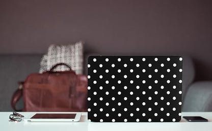 Polka Dot Case for MacBook Air 13 inch 2026 M5 2022-2025 M4/M3/M2 A3449 A3240 A3113 A2681, Texture PU Leather Sleek Aesthetic Protective Hardshell with Logo Cutout & Keyboard Cover, Black - color: 02 Black Polka Dot