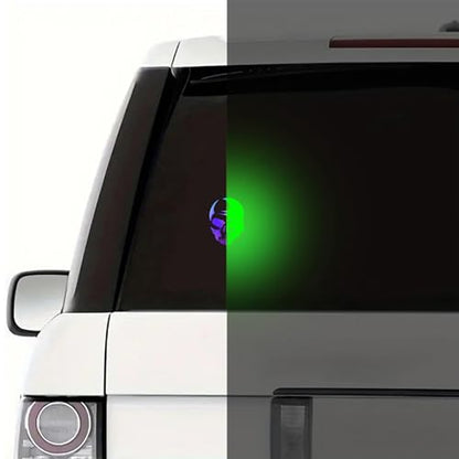 2 Pieces Fluorescent Neon Green Cross & Buddha, Skull Car Decal, Safety Religious Spiritual Stickers for SUV, Windows, Motorcycles, Skateboard Christian Night Visibility Hide Scratches (Skull A) - color: Skull a