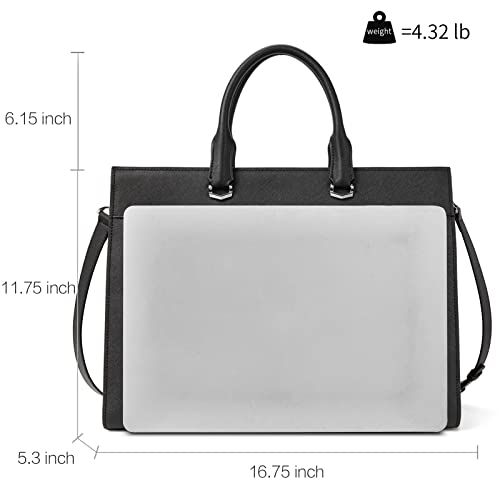 BOSTANTEN Briefcase for Women Laptop Tote 15.6 Inch Genuine Leather Handbag Work Bag Beige - color: C-black