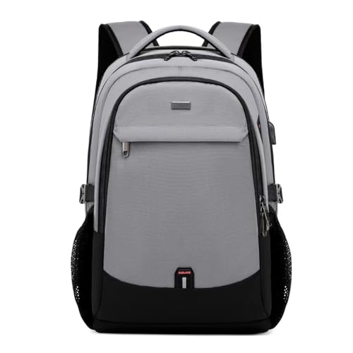17 Inch Travel Laptop Backpack Water Resistant College Backpack for Men/Women Laptop Bag with USB Charging Port, Light Grey and Black - color: Black-d