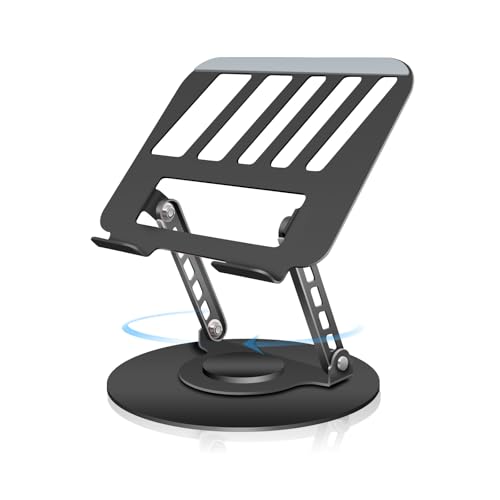 Compatible 360° Rotating Adjustable Laptop Stand, Fully Foldable Dual Rotary Shaft Laptop Riser Portable Standing Desk, Fits MacBook & All 10-15 Inch Laptops - Black - color: Black, size: 9.06 IN