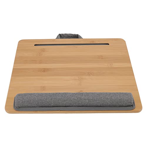 Lap Desk, Multifunction Bamboo Laptop Table with Cushion, Ergonomic Angle, Natural, Safe, Sturdy 3 in 1 Pillow Top Laptop Desk for Reading Writing Playing