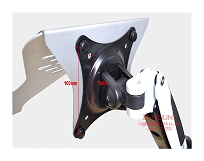 8KG GM112W-LP1 Full Motion Aluminum Gas Spring Dual Arm Laptop Wall Mounted Bracket Stand Grommet Hole Clamp Notebook Tray(DL-GM112W-LP20) - color: Dl-gm112w-lp20