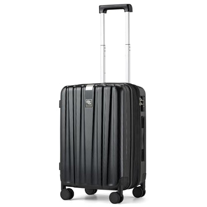 Hanke 20 Inch Expandable Carry on Luggage 22x14x9 Airline Approved Lightweight PC Hard Shell Suitcases with Wheels Travel Luggage Rolling Suitcase Travel Luggage Bag for Weekender(Jet Black) - color: Jet Black, size: Expandable 20 Inch