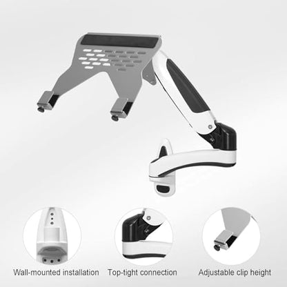Laptop Wall Mount, 2-in-1 Monitor Gas Spring Arm, with Detachable Tray, Full Motion Adjustable, Holds Max 7kg, for 11-17" Notebook/13-32 Computer Screen A