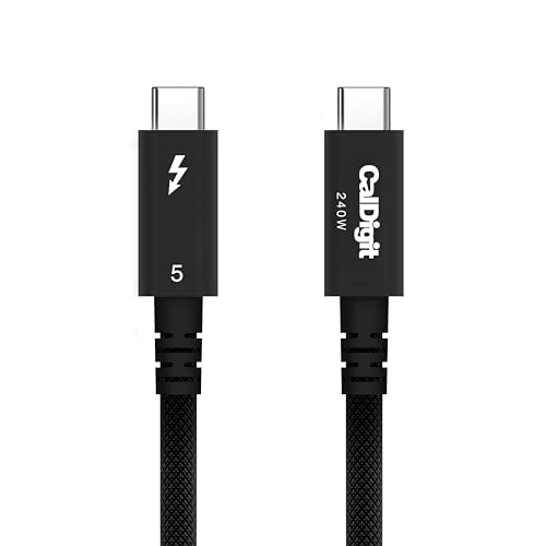 CalDigit Thunderbolt 5 Pro Braided Cable - 120Gbps 240W Power Delivery, Compatible with Thunderbolt 3, 4, USB4 Type C, MacBook Pro, iMac, iPhone 17 Max, Black (1m/3.28ft/39.37")